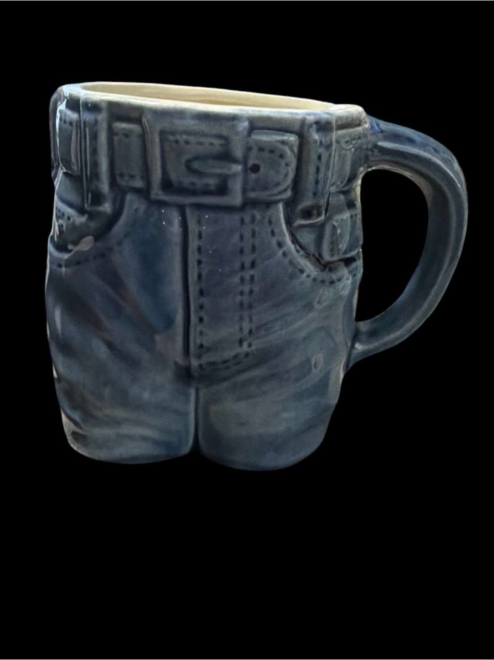 Vintage 1977 Byron Molds Blue Jeans Ceramic Mug Planter Novelty Denim Pants Cup